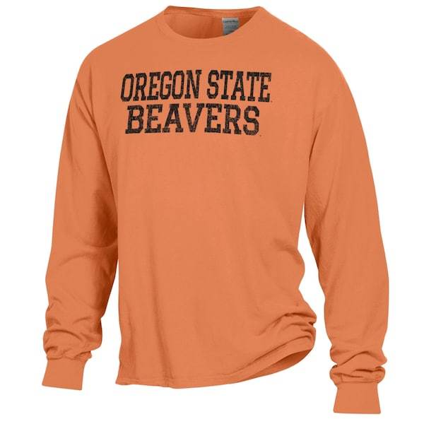 Oregon State Beavers ComfortWash Stack Garment Dyed Long Sleeve T-Shirt - Orange