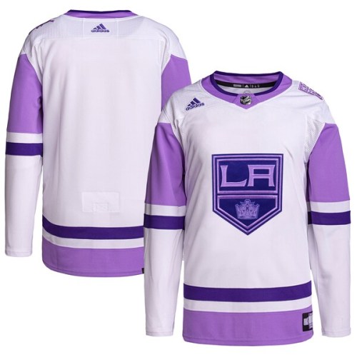 Los Angeles Kings adidas Hockey Fights Cancer Primegreen Authentic Blank Practice Jersey - White/Purple