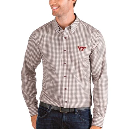 Virginia Tech Hokies Antigua Structure Woven Button-Up Long Sleeve Shirt - Maroon