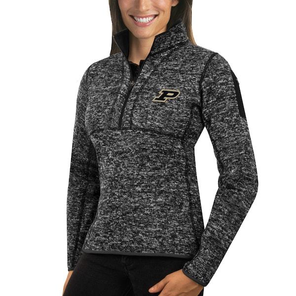 Purdue Boilermakers Antigua Women's Fortune 1/2-Zip Pullover Sweater - Black