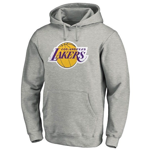 Los Angeles Lakers Fanatics Branded Team Primary Logo Pullover Hoodie - Heathered Gray