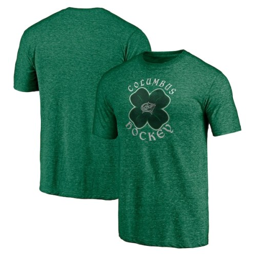 Columbus Blue Jackets Fanatics Branded St. Patrick's Day Celtic Crew Tri-Blend T-Shirt - Green