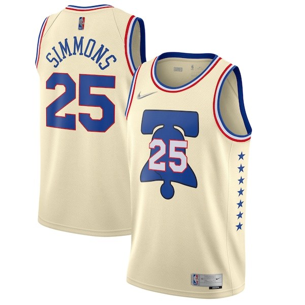 Ben Simmons Philadelphia 76ers Nike 2020/21 Swingman Player Jersey Cream - Earned Edition