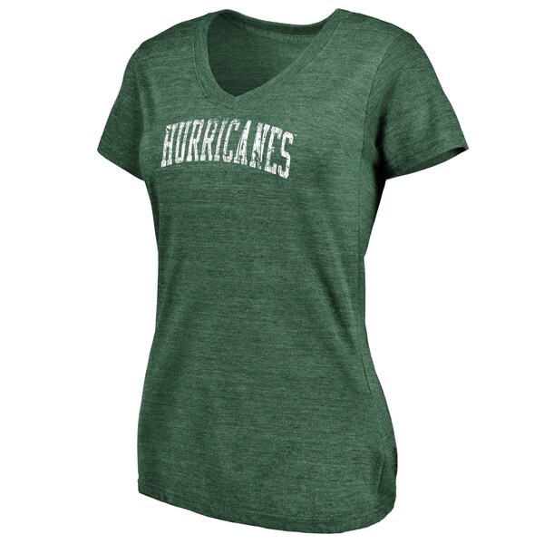Miami Hurricanes Fanatics Branded Women's Slab Serif Space Dye Tri-Blend V-Neck T-Shirt - Green