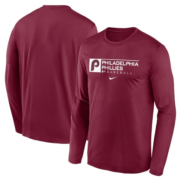 Philadelphia Phillies Nike Cooperstown Collection Authentic Collection Performance Long Sleeve T-Shirt - Burgundy
