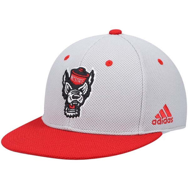 NC State Wolfpack adidas On-Field Baseball Fitted Hat - Gray/Red