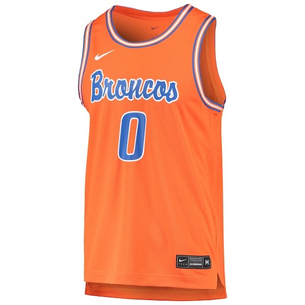 #0 Boise State Broncos Nike Retro Replica Basketball Jersey - Orange