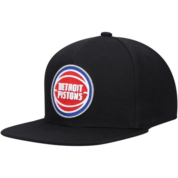 Detroit Pistons Mitchell & Ness Custom Patch Snapback Hat - Black