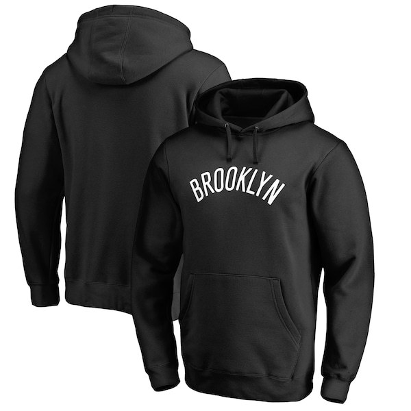 Brooklyn Nets Fanatics Branded Wordmark Pullover Hoodie - Black