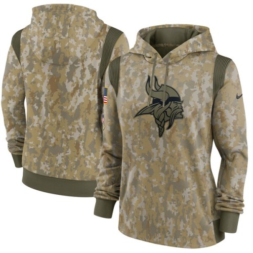 Minnesota Vikings Nike Women's 2021 Salute To Service Therma Performance Pullover Hoodie - Olive