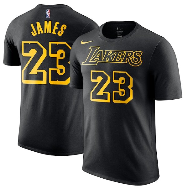 LeBron James Los Angeles Lakers Nike Youth City Edition Name & Number Performance T-Shirt - Black