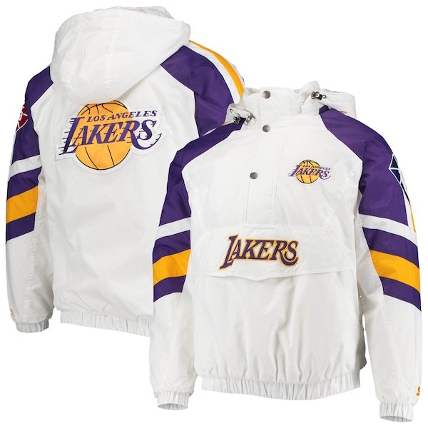 Los Angeles Lakers Starter The Pro III Quarter-Zip Hoodie Jacket - White/Purple