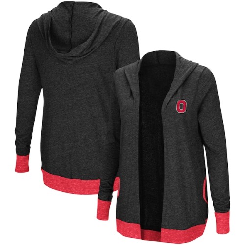 Ohio State Buckeyes Colosseum Women's Steeplechase Tri-Blend Hooded Cardigan - Heathered Charcoal
