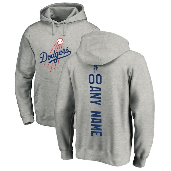 Los Angeles Dodgers Fanatics Branded Personalized Playmaker Pullover Hoodie - Ash