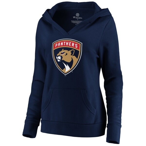 Florida Panthers Fanatics Branded Women's Plus Size Primary Team Logo V-Neck Pullover Hoodie - Navy