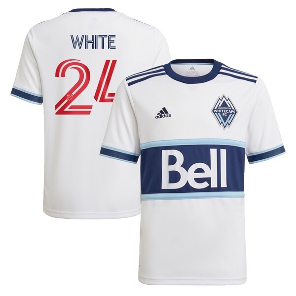 Brian White Vancouver Whitecaps FC adidas Youth 2021 Primary Replica Player Jersey - White
