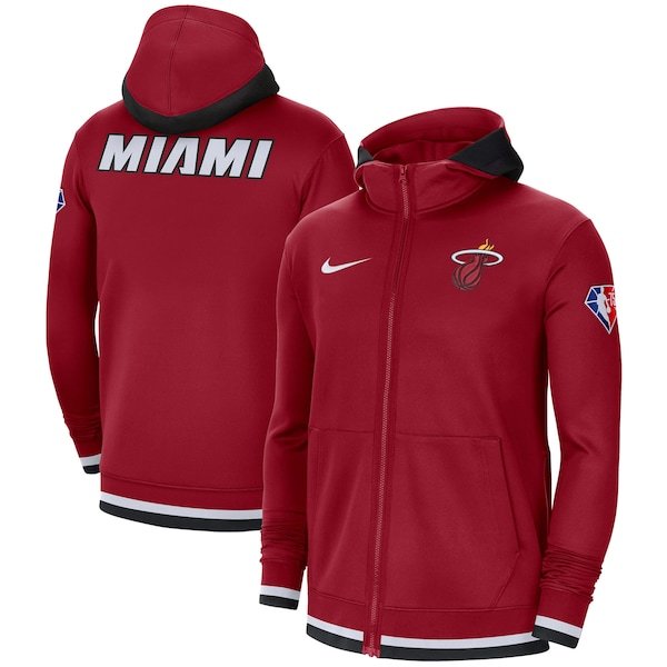 Miami Heat Nike 75th Anniversary Performance Showtime Full-Zip Hoodie Jacket - Red