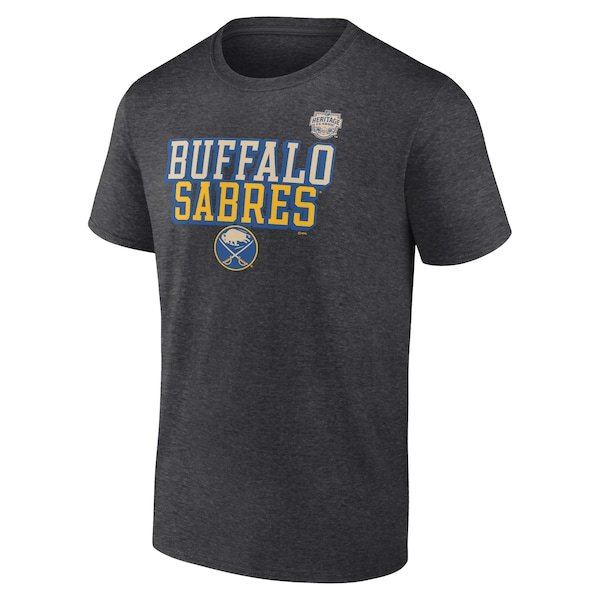 Buffalo Sabres Fanatics Branded 2022 NHL Heritage Classic Type Driven T-Shirt - Heathered Charcoal