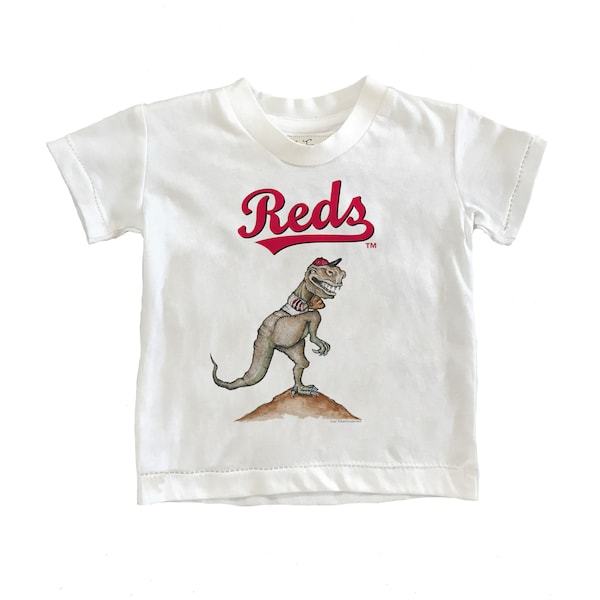 Cincinnati Reds Tiny Turnip Toddler TT Rex T-Shirt - White