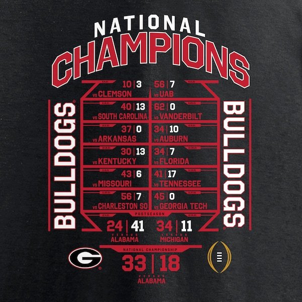 Georgia Bulldogs Fanatics Branded Women's College Football Playoff 2021 National Champions Route Schedule V-Neck T-Shirt - Black