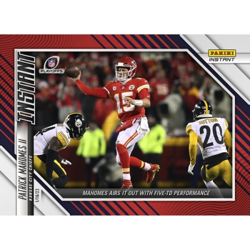 Patrick Mahomes Kansas City Chiefs Fanatics Exclusive Parallel Panini Instant NFL Wild Card Mahomes Airs it Out with 5-TD Performance Single Trading Card - Limited Edition of 99
