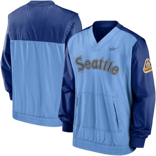Seattle Mariners Nike Cooperstown Collection V-Neck Pullover Top - Royal/Light Blue