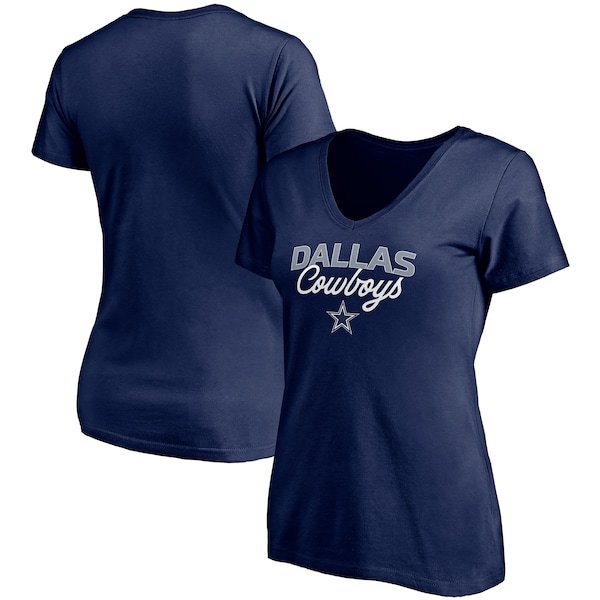 Dallas Cowboys Fanatics Branded Women's Plus Size Depth Chart V-Neck T-Shirt - Navy