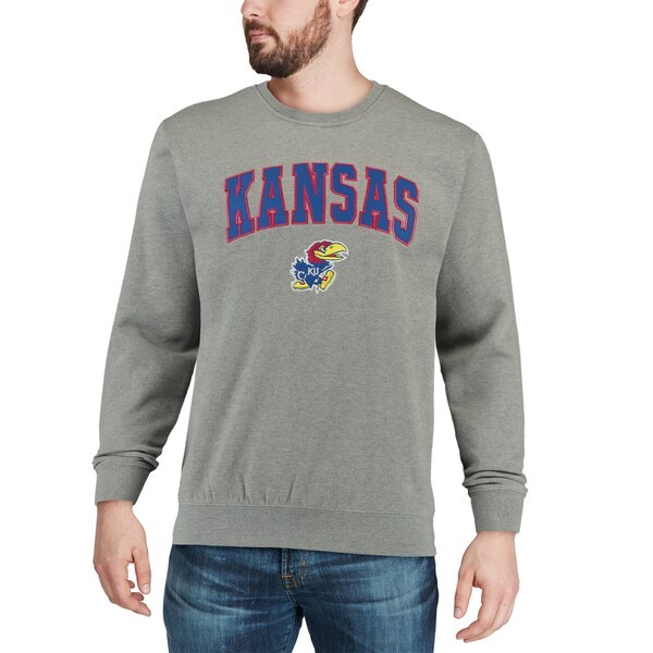 Kansas Jayhawks Colosseum Arch & Logo Crew Neck Sweatshirt - Heather Gray