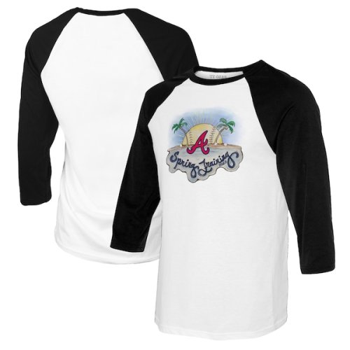 Atlanta Braves Tiny Turnip Women's 2022 Spring Training 3/4 Sleeve Raglan T-Shirt - White/Black