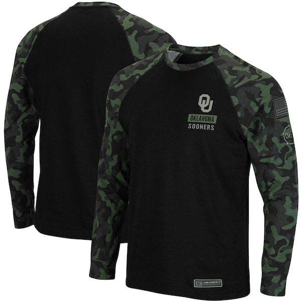 Oklahoma Sooners Colosseum OHT Military Appreciation Camo Raglan Long Sleeve T-Shirt - Black