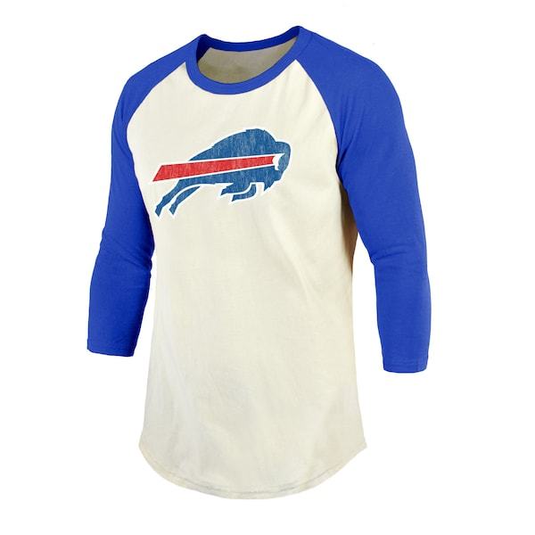 Josh Allen Buffalo Bills Fanatics Branded Vintage Player Name & Number Raglan 3/4-Sleeve T-Shirt - Cream/Royal