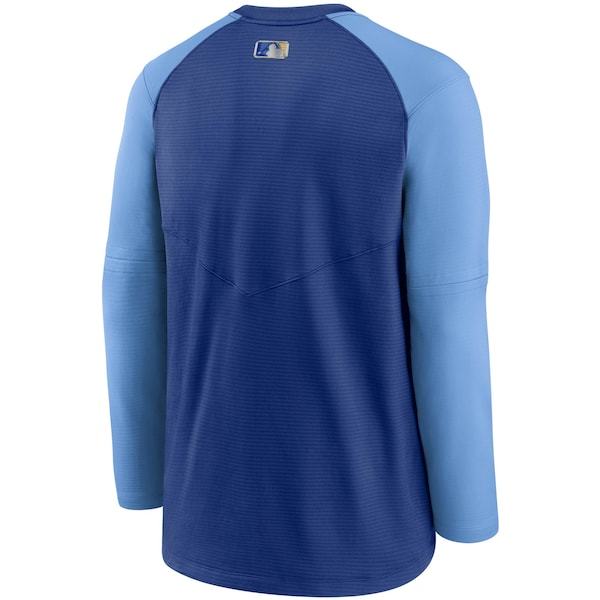 Kansas City Royals Nike Authentic Collection Pregame Performance Raglan Pullover Sweatshirt - Royal/Light Blue