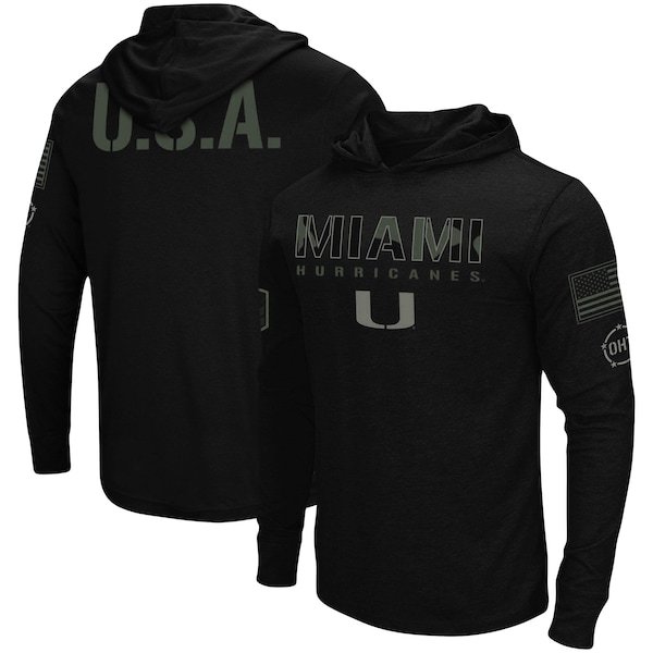 Miami Hurricanes Colosseum OHT Military Appreciation Hoodie Long Sleeve T-Shirt - Black