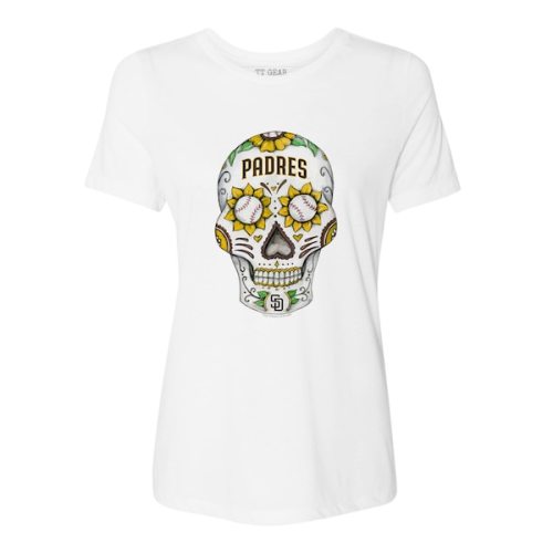 San Diego Padres Tiny Turnip Women's Sugar Skull T-Shirt - White