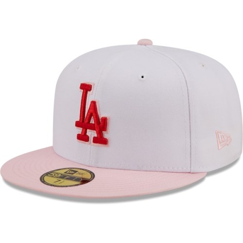 Los Angeles Dodgers New Era Scarlet Undervisor 59FIFTY Fitted Hat - White/Pink