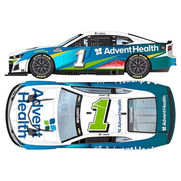Ross Chastain Action Racing 2022 #1 AdventHealth 1:24 Color Chrome Die-Cast Chevrolet Camaro