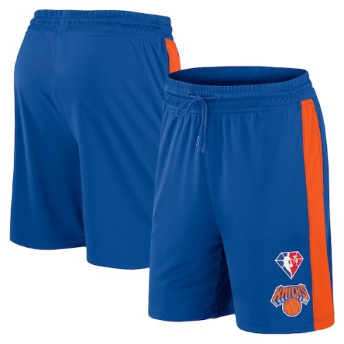 New York Knicks Fanatics Branded 75th Anniversary Downtown Performance Practice Shorts - Blue/Orange