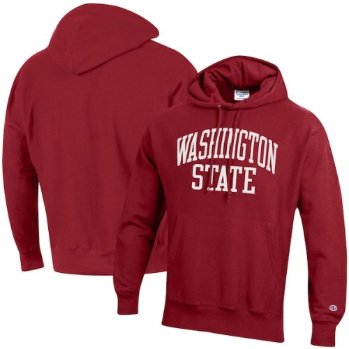 Washington State Cougars Champion Team Arch Reverse Weave Pullover Hoodie - Crimson