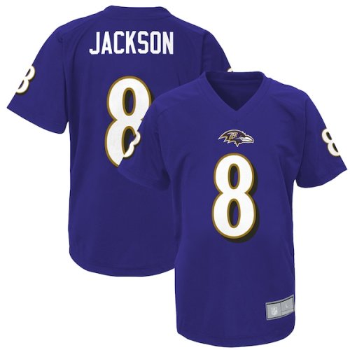 Lamar Jackson Baltimore Ravens Youth Performance Player Name & Number V-Neck Top - Purple