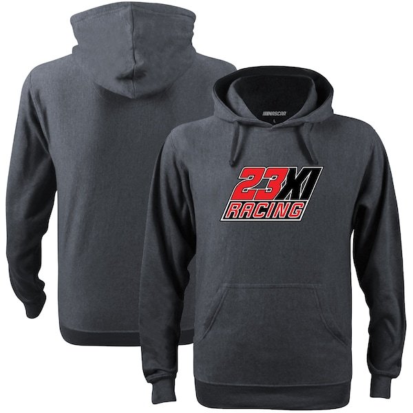 23XI Racing Checkered Flag Graphic 1-Spot Pullover Hoodie - Heather Charcoal
