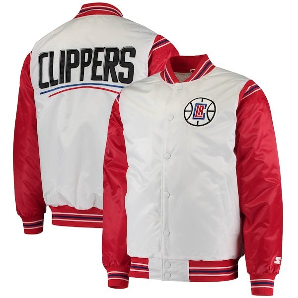 LA Clippers Starter Renegade Varsity Satin Full-Snap Jacket - White/Red