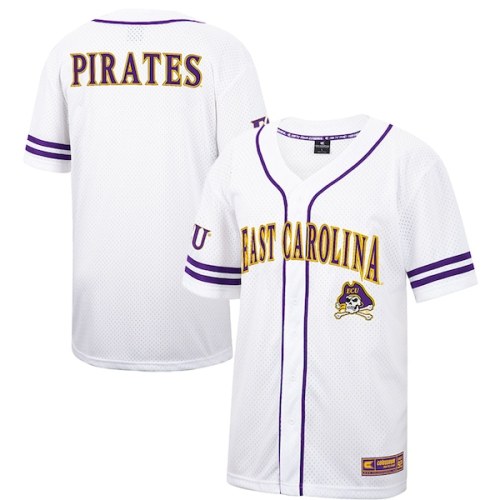 ECU Pirates Colosseum Free Spirited Baseball Jersey - White/Purple