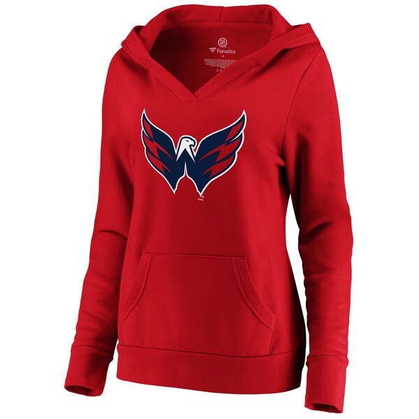 Washington Capitals Fanatics Branded Women's Primary Logo V-Neck Pullover Hoodie - Red