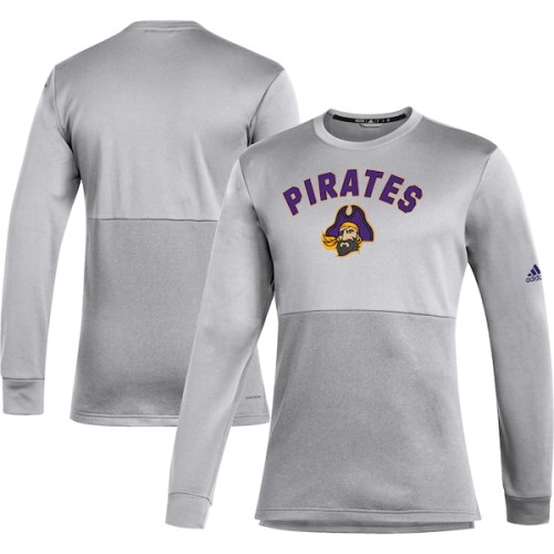 ECU Pirates adidas Letterman Team Issue AEROREADY Long Sleeve T-Shirt - Gray