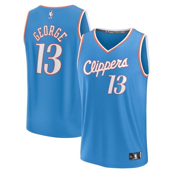 Paul George LA Clippers Fanatics Branded 2021/22 Fast Break Replica Jersey - City Edition - Light Blue