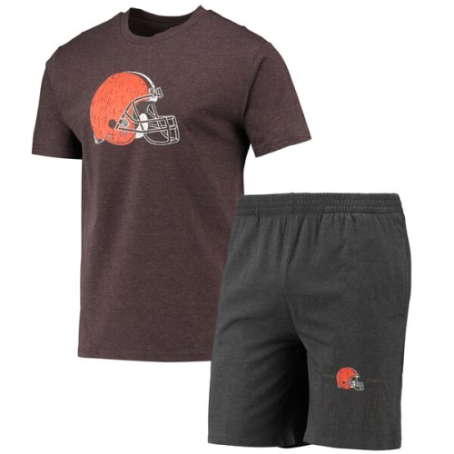 Cleveland Browns Concepts Sport Meter T-Shirt & Shorts Sleep Set - Charcoal/Brown