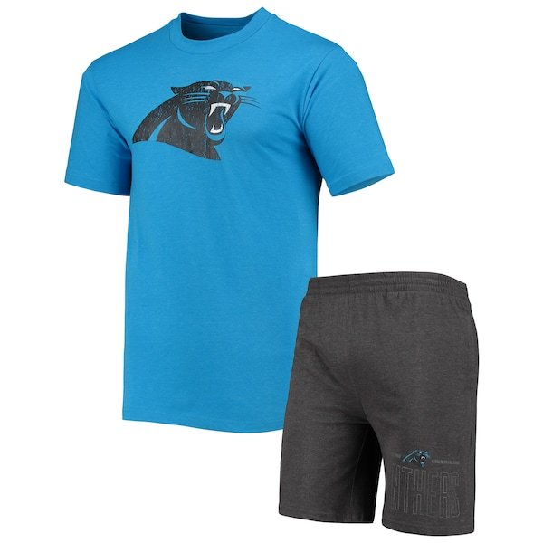 Carolina Panthers Concepts Sport Meter T-Shirt & Shorts Sleep Set - Charcoal/Blue