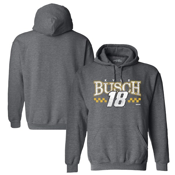 Kyle Busch Joe Gibbs Racing Team Collection Rival Pullover Hoodie - Heather Charcoal