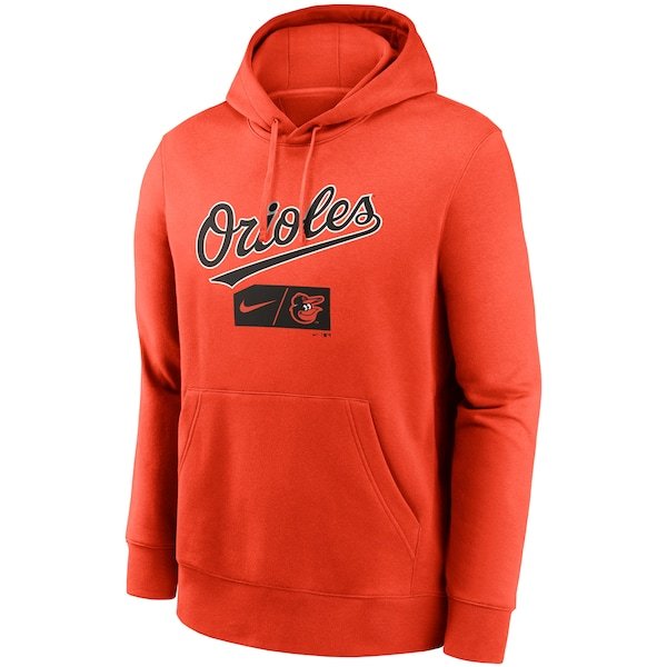 Baltimore Orioles Nike Team Lettering Club Pullover Hoodie - Orange