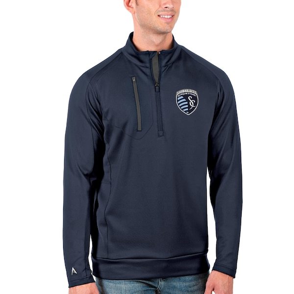 Sporting Kansas City Antigua Generation Quarter-Zip Pullover Jacket - Navy/Silver